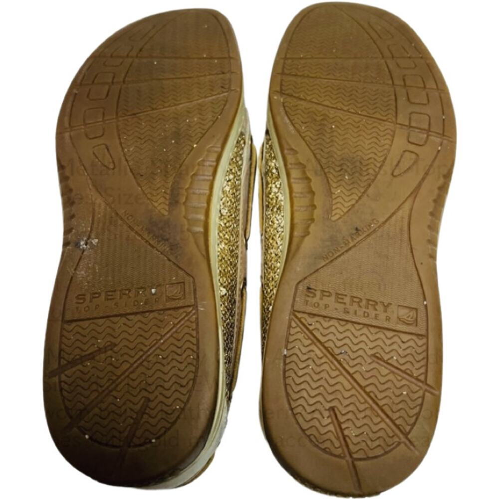 Sperry Metallic Glitter Gold Tan Angelfish TopSider Boat Shoes Loafers sz 8.5 - Picture 3 of 8